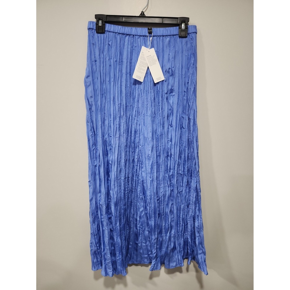 Eileen Fisher NWT Crushed Silk Skirt Womens XXS Blue Elastic Waist Pull On New